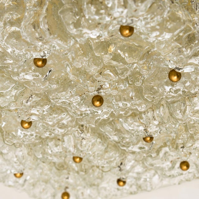 Metal Large Thick Textured Glass Ceiling Flushmount from Kaiser, 1960s For Sale - Image 7 of 18