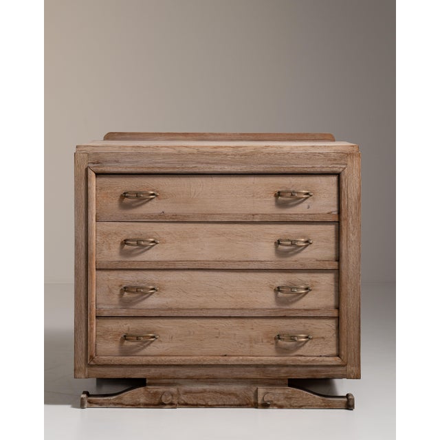 Beige 1930s French Beige Art Deco Oak Chest of Drawers For Sale - Image 8 of 15