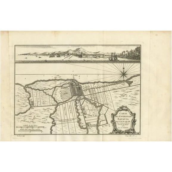 Map of the Environs of Batavia, 1750 For Sale