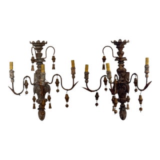1920s Decorative Wall Sconces With Hanging Bells - a Pair For Sale