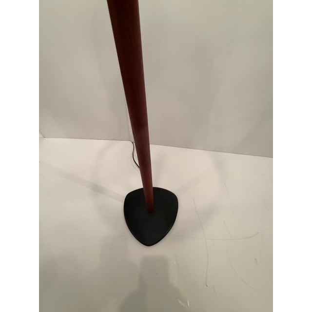 1970s Ebonized Wood & Teak Danish Modern Floor Lamp With Iron Base For Sale - Image 5 of 6