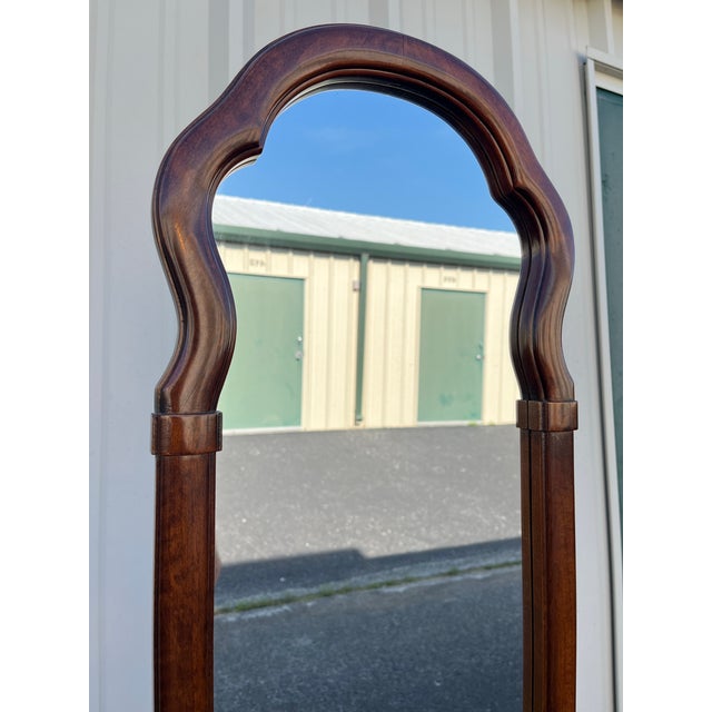 Traditional Single Drawer Cherry Entryway Console Table With Mirror For Sale - Image 3 of 12