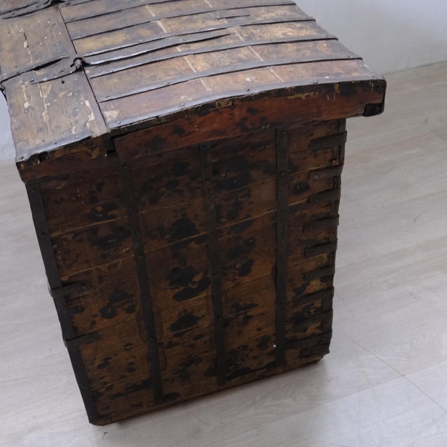 19th Century Wooden and Iron Trunk with Lid Opening India For Sale - Image 9 of 18