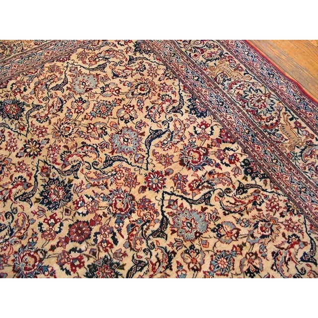 Mid-Century Modern 1940s Ivory Floral Antique Persian Nain Carpet 5'3" X 8'4" Knotted Wool Rug For Sale - Image 3 of 9