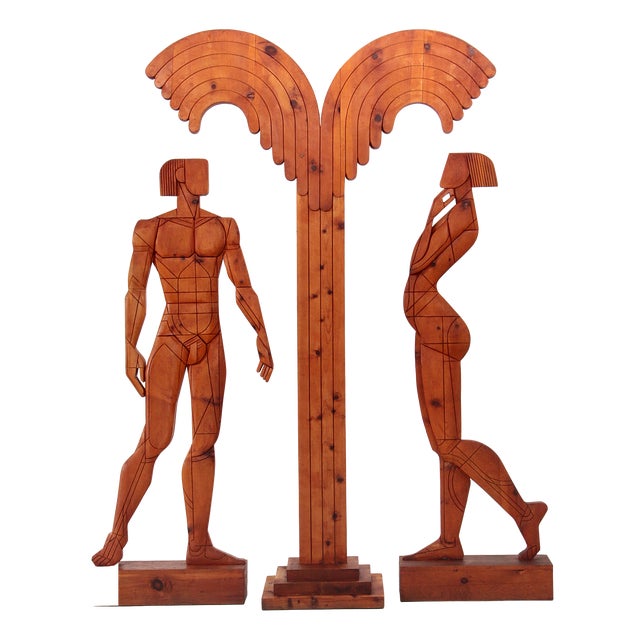 Giorgio Rastelli, Adam and Eve Under the Palm Tree from the Safari Series, 1978, Wood For Sale