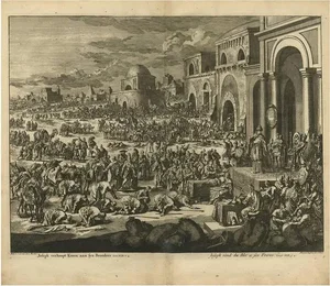 J. Luyken, Bible Scene: Joseph Selling Grain to His Brothers, 1743, Print