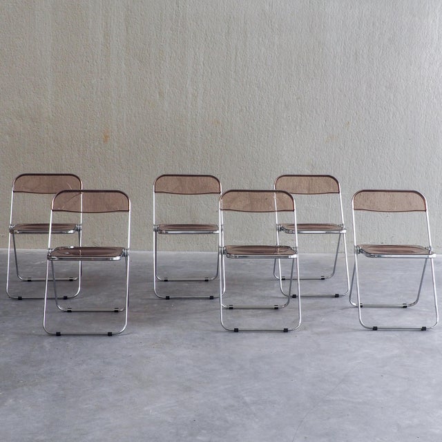 Set of six plia folding chairs, designed by giancarlo piretti for anonima castelli in 1967. A masterpiece of 20th-century...
