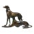 Mid 20th Century Heavy Bronze Standing and Sitting Greyhound Dog Figurines- a Pair For Sale