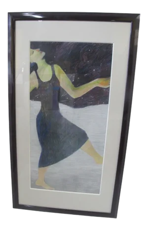 Karen S Kessler Framed Chalk Drawing Dancing Woman