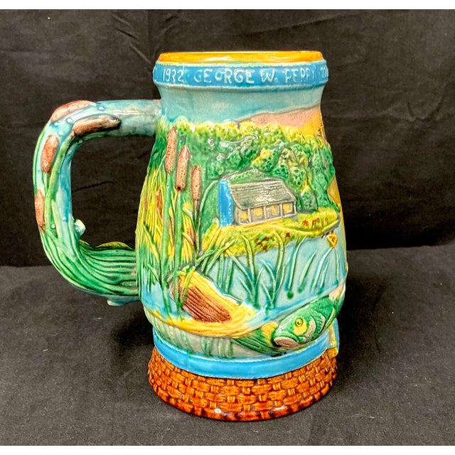 Vintage Majolica Ceramic Fisherman's Tankard For Sale - Image 9 of 9