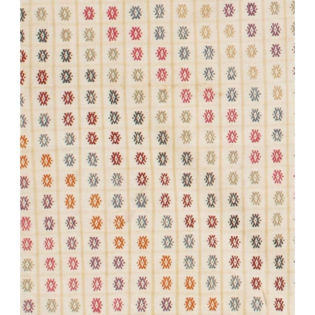 Vintage Turkish Cream Jajim Kilim Area Rug 6'8 X 12'2 For Sale - Image 4 of 8