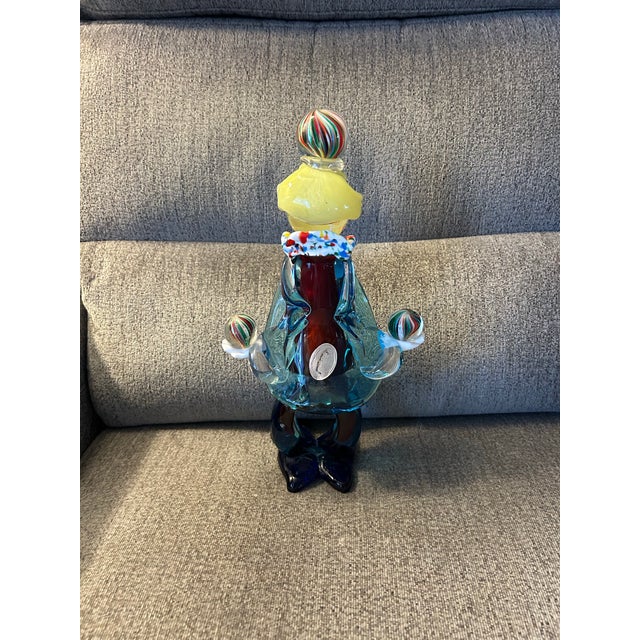 Art Deco Rare Vintage Murano Blown Glass Clown Figurine For Sale - Image 3 of 5