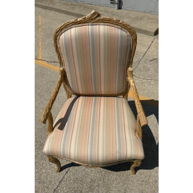 A. Rudin Vintage Carved Faux Tree Branch Arm Chair Attributed to A. Rudin For Sale - Image 4 of 9
