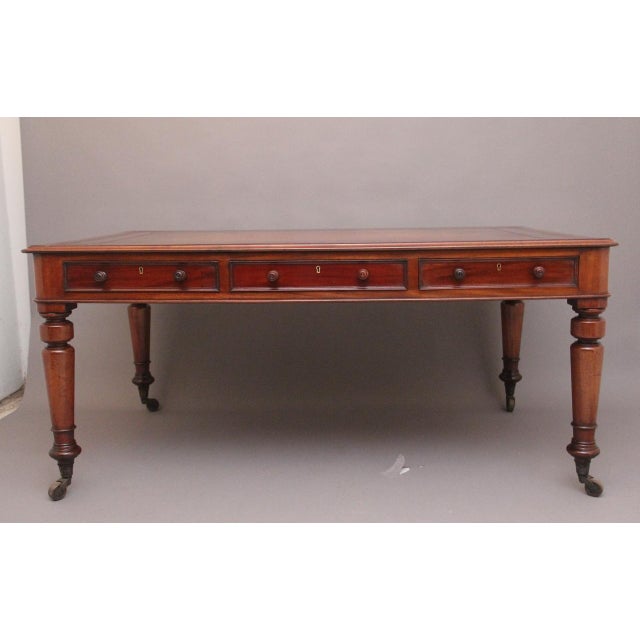 Antique Mahogany Partners Writing Table, 1840s For Sale - Image 11 of 11