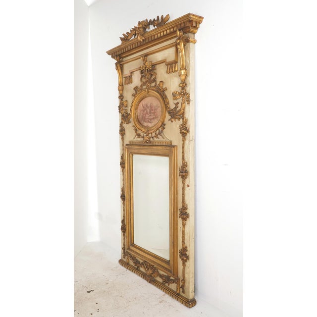 French Antique European Louis XVI Neoclassical Trumeau Wall Mirror For Sale - Image 3 of 13