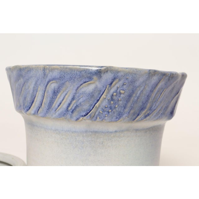 Vintage Periwinkle Incised Studio Ceramic Planter With Saucer by Deanna Nichols For Sale - Image 10 of 18