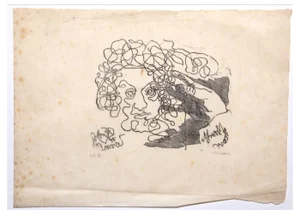 Mino Maccari, Female Portrait, Lithograph, 1960s