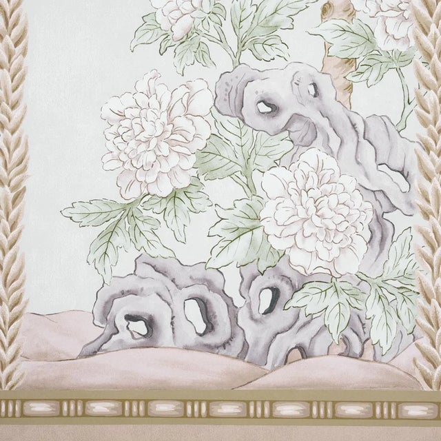 Chinoiserie Schumacher Victoria Panel Set in Stone - 2 Panels For Sale - Image 3 of 5