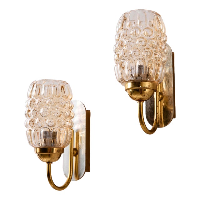 Glass Wall Lamps by Helena Tynell for Limburg, 1960s, Set of 2 For Sale