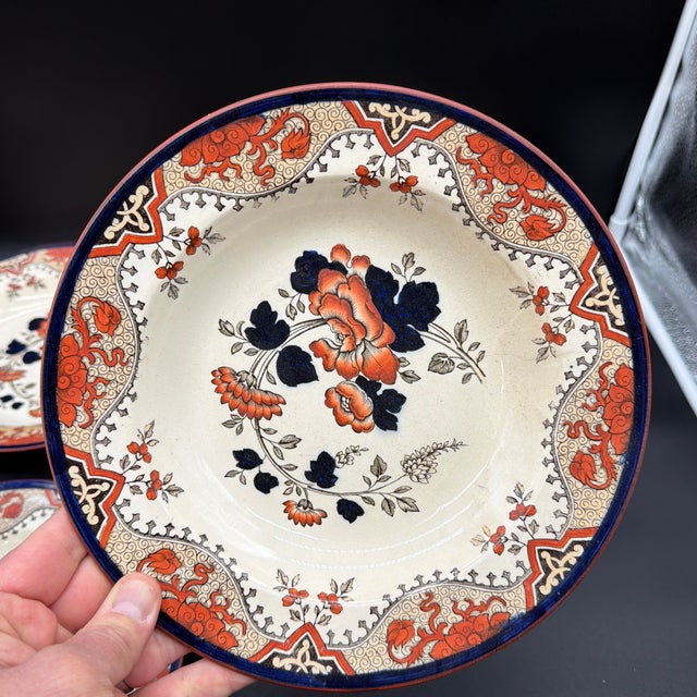 Ceramic A Set of 4 Antique Doulton’s Alma Pattern Soup Plates, Circa 1880’s For Sale - Image 7 of 12