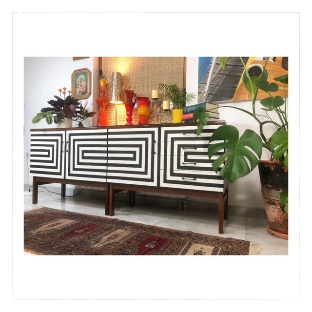 Modular Sideboard with Op Art Motif, 1970s, Set of 2 For Sale - Image 6 of 18