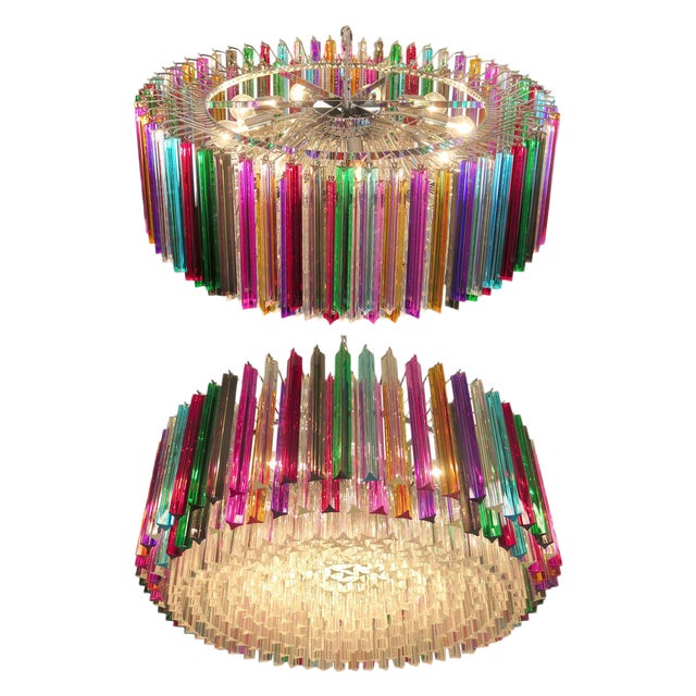 Italian Chandeliers in Multi-Colored Murano Glass, 1995, Set of 2 For Sale