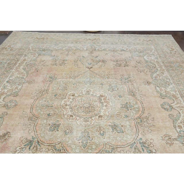 Textile 1970s Vintage Persian Handmade Wool Cotton Orange Area Rug For Sale - Image 7 of 11