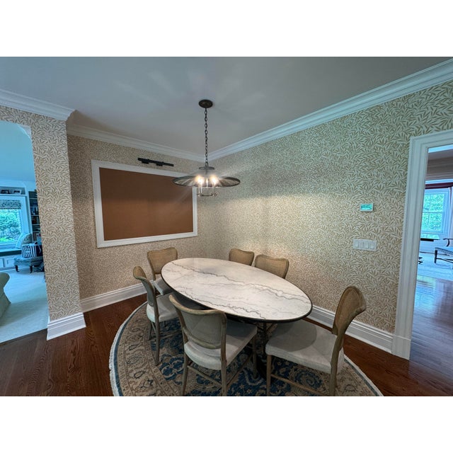 2020s Arhaus Meridian White Marble Top Oval Dining Table For Sale - Image 5 of 12