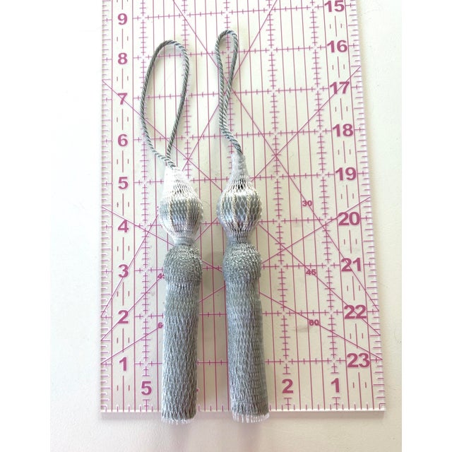 Petite Bluestone Color Beaded Key Tassels - A Pair For Sale - Image 10 of 11