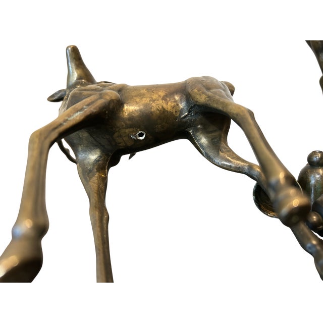 Vintage Mid-Century Modern Brass Sculptural Candelabras – Figurative Brass Art Decor For Sale - Image 13 of 13