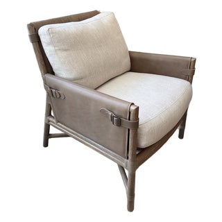 McGuire Bercut Rattan Leather Chair For Sale