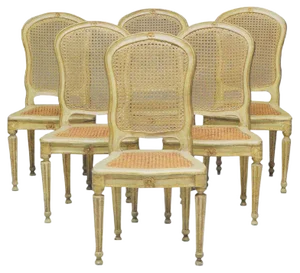 Italian 18th Century Painted and Parcel-Gilt Chairs, Set of 6