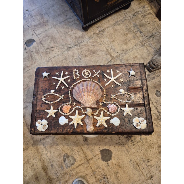 Antique Folk Art Box With Seashells For Sale In West Palm - Image 6 of 8