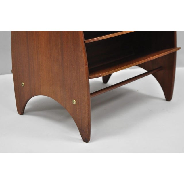 Mid Century Danish Modern Teak Wood Magazine Rack Book Stand Bookcase Side Table For Sale - Image 14 of 18