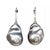 Diamond Freshwater Pearl Earrings 14 Karat Gold Grey 23.2 Mm Certified For Sale In New York - Image 6 of 13