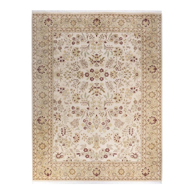 Ivory Mogul, One-of-a-Kind Hand-Knotted Area Rug in Ivory, 9' 3" x 12' 0" For Sale - Image 8 of 8