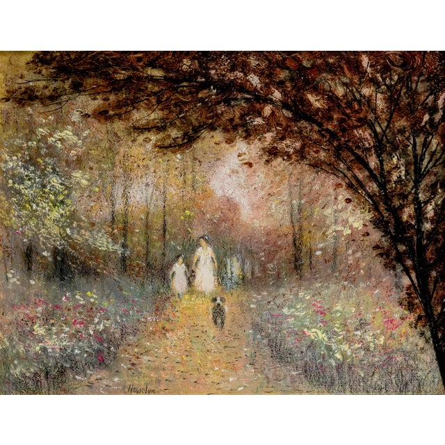 This evocative vintage Impressionist mixed-media painting by American artist James G. Llewelyn (1921–2019) captures the...