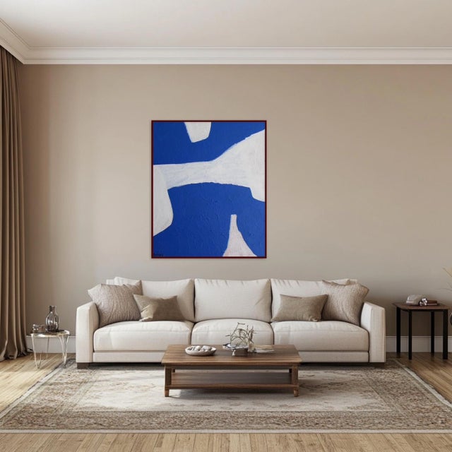 Bodasca, Blue Abstract Composition, 2025, Acrylic on Canvas For Sale - Image 4 of 11