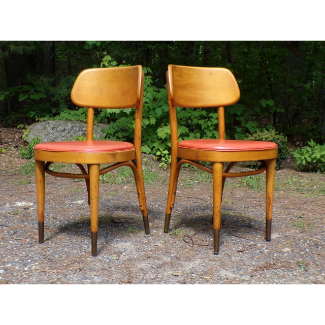 Orange Vintage Pair Thonet Mid Century Modern Bentwood Bistro Chairs For Sale - Image 8 of 12