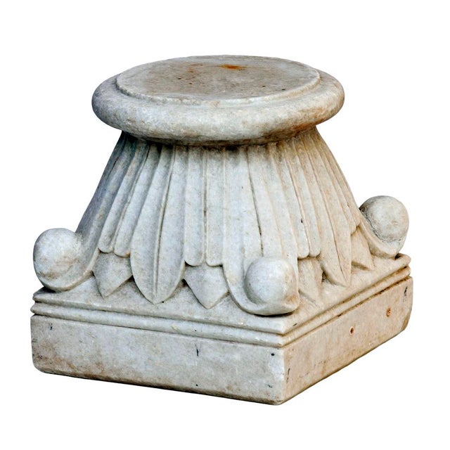 Antique Carrera Marble Column Base For Sale In Los Angeles - Image 6 of 11