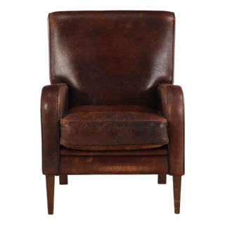 A Dutch Classic Leather Club Chair, C. 1960. For Sale