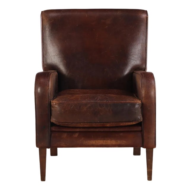 A Dutch Classic Leather Club Chair, C. 1960. For Sale
