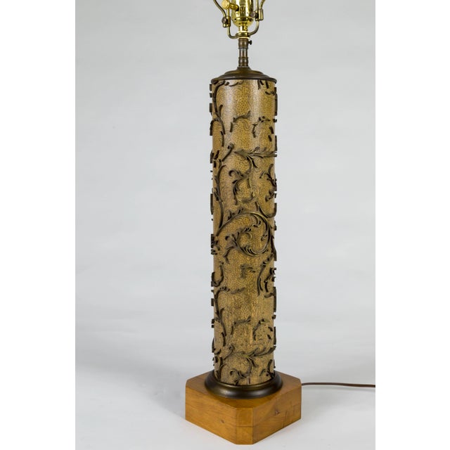 Mid 20th Century Vintage Wallpaper Printing Roller as Table Lamp For Sale - Image 5 of 13