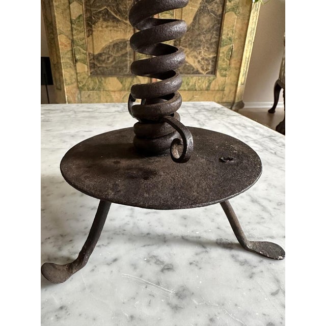 Brown 18th Century Alpine Iron Spiral Candleholder, 1730s For Sale - Image 8 of 17