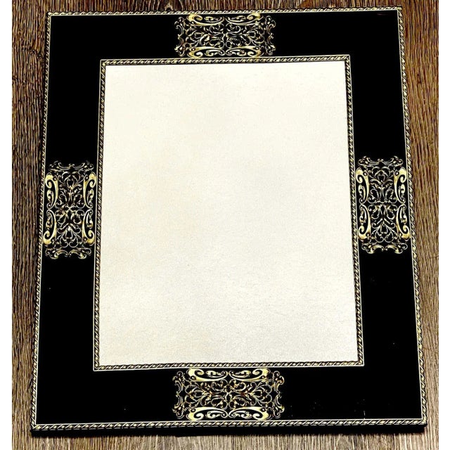 Black 1930s French Art Deco Gilt Bronze & Black Enameled Glass Picture Frame For Sale - Image 8 of 9