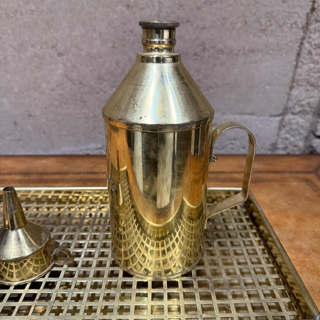 G v Harnisch Denmark Brass Marine Nautical Set Lamp Flask Tray For Sale - Image 4 of 10