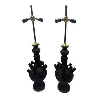 Mid 20th Century Terracotta Table Lamps - a Pair For Sale