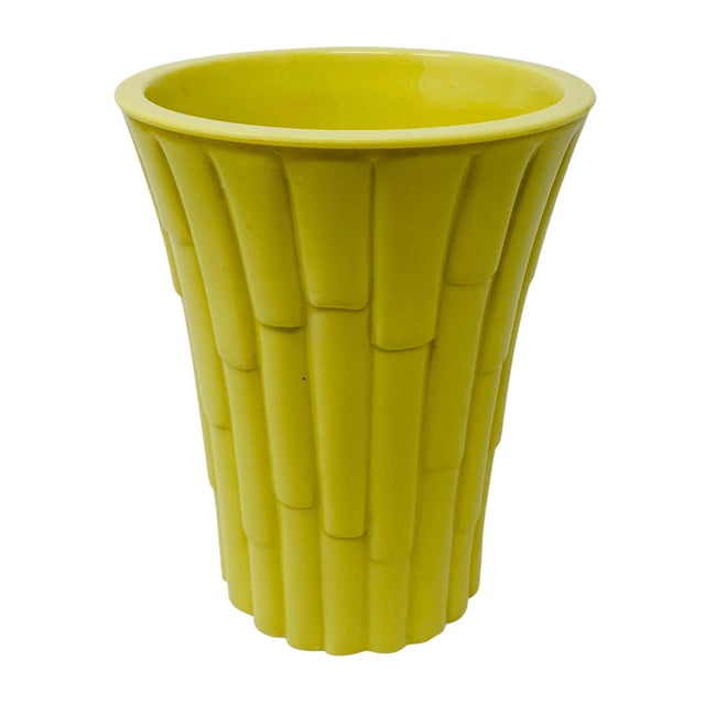 Yellow 1970's Bai Yellow Faux Bamboo 4pc Bathroom Set Wastebasket Tissue Box Cover Soap For Sale - Image 8 of 18