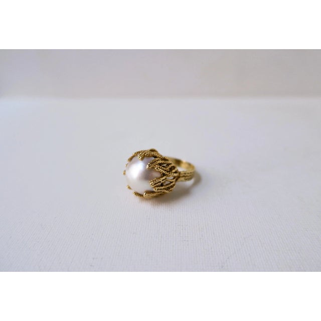 Pearl and Gold Cocktail Ring, Circa Mid-20th Century For Sale - Image 9 of 12