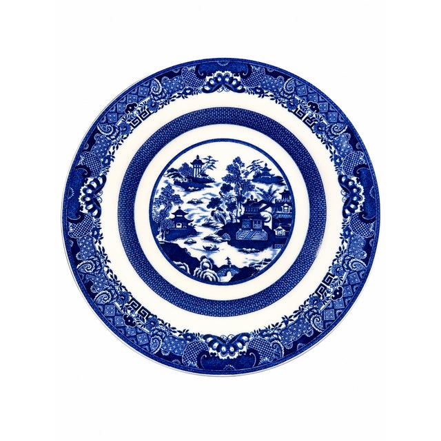 1900 - 1909 Early 20th Century Spode Copeland Temple Landscape II Blue Transferware Service for Nine – Gilman Collamore, New York - 18 pcs For Sale - Image 5 of 18